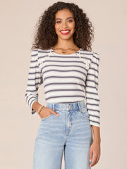 Democracy Lace-Up Detail Striped Top