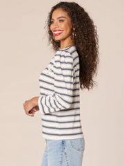 Democracy Lace-Up Detail Striped Top