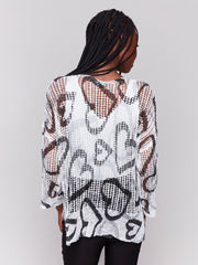 Charlie B. Printed Fishnet Sweater