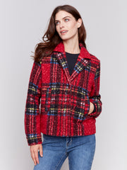 Charlie B. Plaid Boucle Moto Jacket