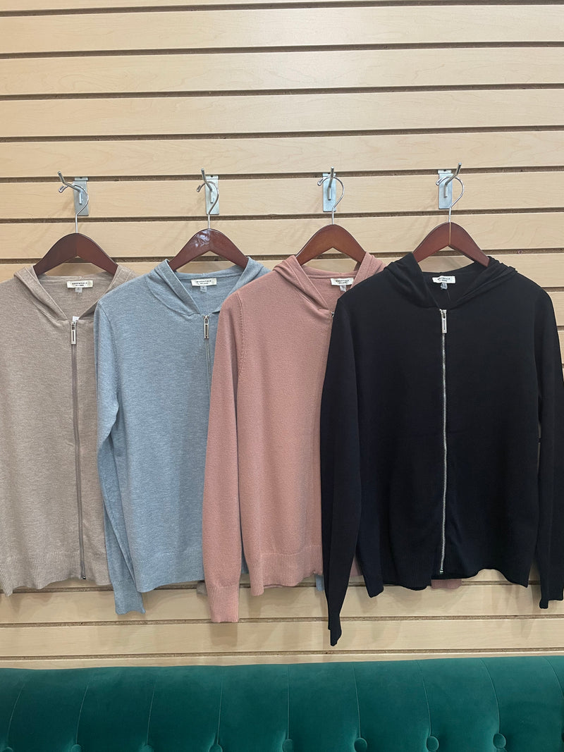 Essentials Hooded Sweater Cardi- 2 Colors!