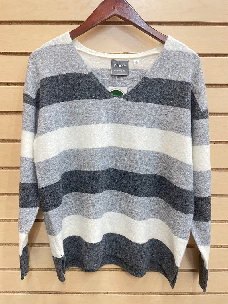 Bold Stripe V-Neck Sweater- 3 Colors!