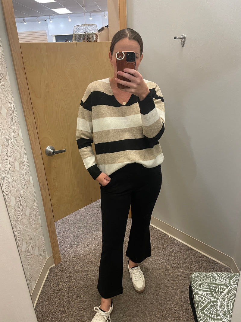 Bold Stripe V-Neck Sweater- 3 Colors!