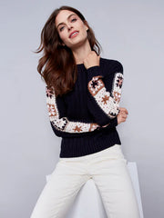 Charlie B. Crochet Sleeve Sweater