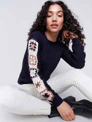 Charlie B. Crochet Sleeve Sweater