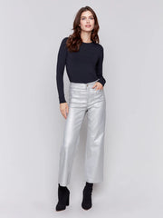 Charlie B. Metallic Wax Flared Pant- 2 Colors!