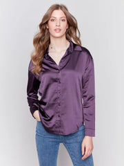 Charlie B. Solid Satin Blouse- 2 Colors