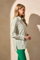 Tribal Button-Front Striped Tunic Shirt- 2 Colors!